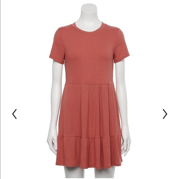 Lily Rose Ribbed T-Shirt Dress Light Clay - Picture 1 of 11
